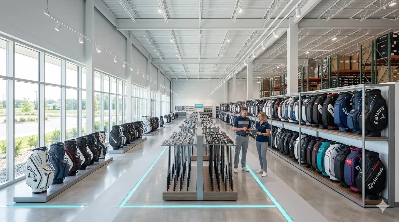 Современный оптовый шоурум оборудования для гольфа
