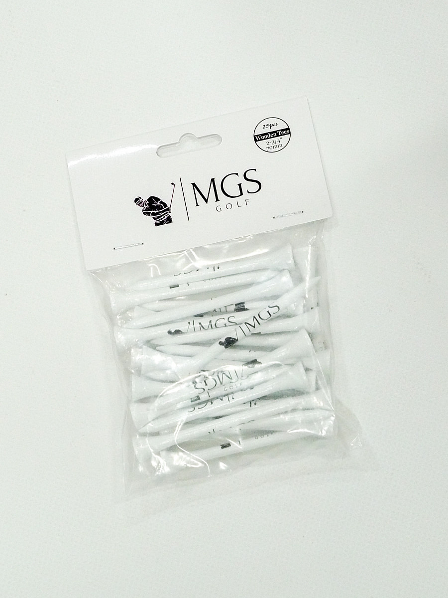 Ти деревянные белые 70 мм, 25 шт., MGS