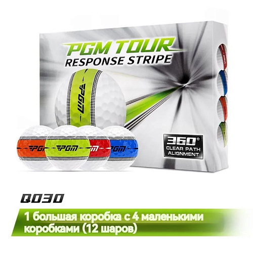 Мячи для гольфа Response Stripe 360, 12 штук, PGM