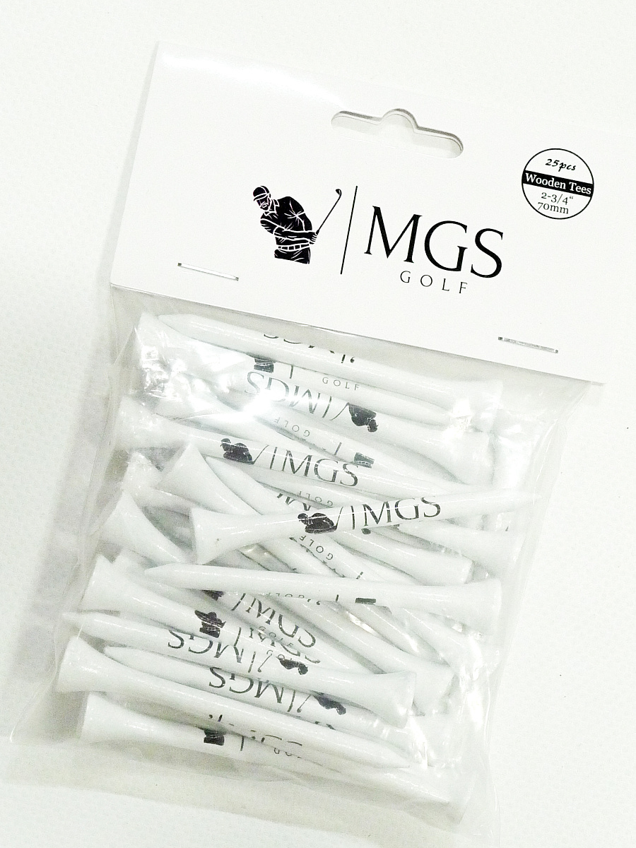 Ти деревянные белые 70 мм, 25 шт., MGS